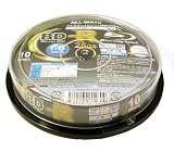 ALL-WAYS Blu-rayDisc25GB1回記録用インクジェットプリンタワイドな印刷対応1-6倍速スピンドルケース10枚入り ABR25-6X10PW
