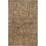 3.25' x 5.25' Parchment and Brown Sugar Cracked Ground Wool Area Throw Rug