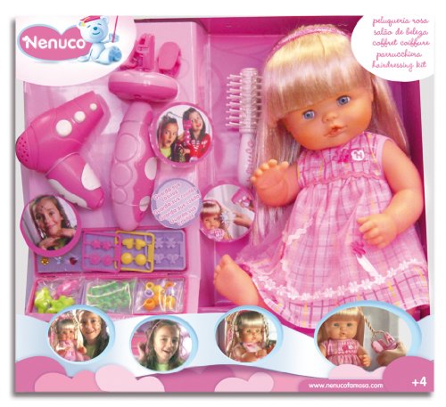 Imagen 2 de Famosa Nenuco Peluqueria rosa - Set de peluquería para muñecos Nenuco con sonido, 1 muñeca y accesorios