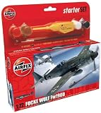 Airfix A50082 Focke Wulf Fw190D 1:72 Scale Military Aircraft Category 1 Gift Set including paint glue & brushes