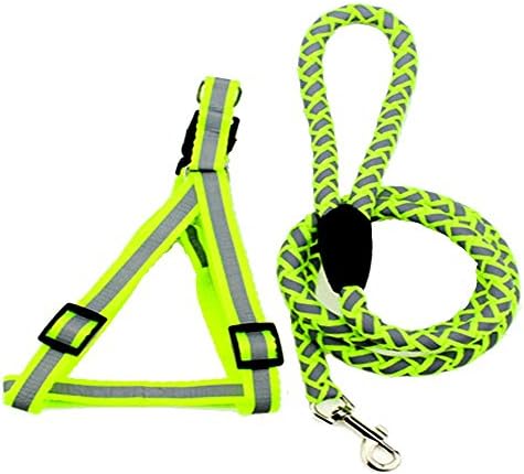 JunSin Pet Reflective Soft Nylon Dog Pet Leash for Walking and Running at Night (YELLOW) (L)