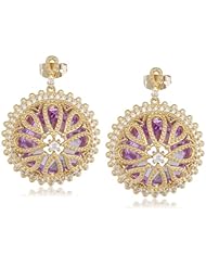 Freida Rothman Belargo Jewelry Love Knot Lavender Stone Cage Medallion Drop Earrings