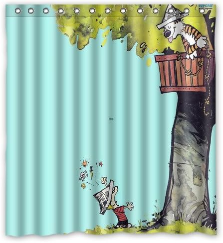 Calvin and Hobbes Print Polyester Fabric Shower Curtain(66" wide x 72" long)