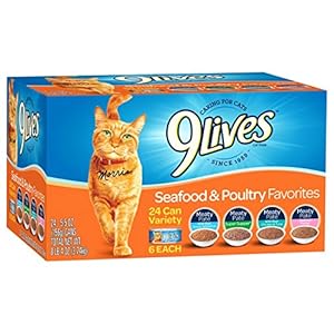 9Lives Seafood and Poultry Favorites Wet Canned Cat Food Variety Pack, 5.5-Ounce Cans (Pack of 24) 9Lives Seafood and Poultry Favorites Wet Canned Cat Food Variety Pack, 5.5-Ounce Cans (Pack of 24)