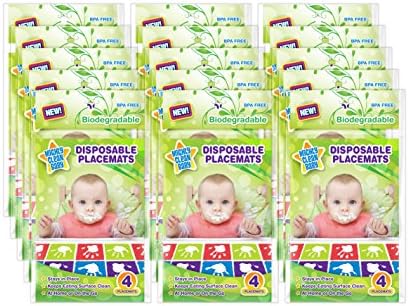 Mighty Clean Baby Biodegradable Disposable Placemat 60 Count Value Pack (15 packages of 4 placemats each)