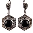 Earrings Silver and Onyx Jewelry 1.25 inches
