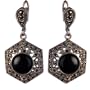 Drop-earrings Silver and Onyx Jewelry 1.25 Inches