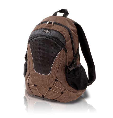 Vivanco 43,2 cm (17 Zoll) Notebook-Rucksack "Silver Line" mit herausnehmbarer Regenhaube und gepolstertem Notebookfach, schwarz/khaki