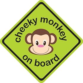 Cheeky Monkey 3D Car Sign, Baby on Board sign made of thick EVA foam