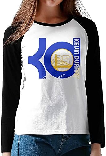 NORAL Women's Golden State #35 KD Basketball Long Sleeve Baseball T Shirt Raglan Jersey Black Size L