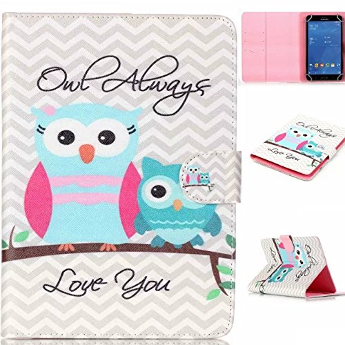 TECLAST X89 Kindow 7.5" Tablet Case,[Owl Love You] Universal Magnetic Wallet PU Leather Stand Case Cover with Built In Card Slots for TECLAST X89 Kindow 7.5-Inch