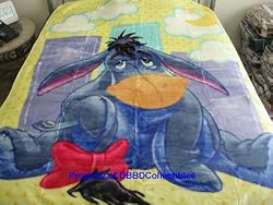 Eeyore Disney Twin Size 60" x 80" Royal Plush Raschel Throw Blanket