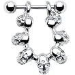 Crystalline Gem Dangling Skull Cartilage Earring