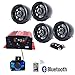 4 Channels UTV ATV Anti-Theft Bluetooth Amplifier Sound System Hand-Free Speakers FM USB Audio System Stereo Remote Control Anti-Theft Police Guard-Alarm 4X 3 Inch Speakers