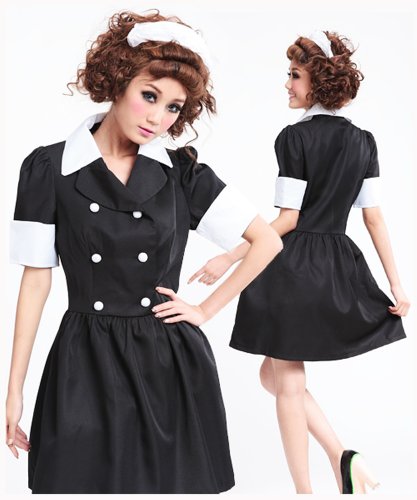 Dissia Vogue Maidservant Halloween Cosplay Costume,Black