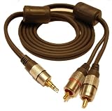 3.5mm Earphone Jack Plug to 2 x RCA Phono- 1.5 Metre Cable. High Quality, Gold Contacts. Suitable for connecting MP3 players/iPods to Stereo Systems from Cable Mountain