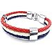 KONOV Mens Womens Feather Bracelet, French France Flag Cuff Bangle, Blue White Red, 8