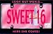 Age Specific Birthday Greeting Card - 16th - Sweet Sixteen License Plate