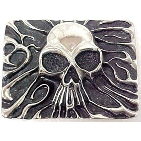 Creepy Melting Skull Chrome Belt Buckle Evil