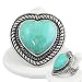 Silvertone Imitation Turquoise Heart Stretch Fashion Ring and Watch