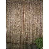 2 Rust Brown Floral Print Silk Sari Window Panels Drapes Curtains 84 Inches