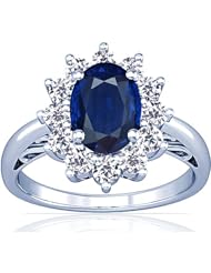Platinum Oval Cut Blue Sapphire Ring With Sidestones (GIA Certificate)