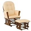 Stork Craft Hoop Glider and Ottoman, Cognac/Yellow Gingham