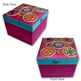 Handmade Embroidered Silk Satin Cosmetic And Jewelry MDF Box With Beads Work On Top (Free Shipping) Cbox0280r