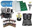 Ultimate 6 Professional Temporary Tattoo Airbrush System with 16 Colors of Temporary Tattoo Inks Includes: Compressor, Hose, Airbrush, Ink, And Stencils