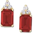 14K Yellow Gold Chatham Created Ruby and Diamond Earrings