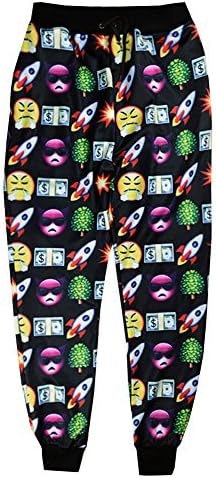 Unisex Emoji Pants Joggers Sweatpants Cartoon Sportswear Swag Black (S)