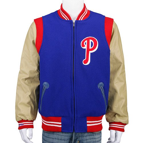 Philadelphia Phillies Authentic 1948 Wool & Leather Jacket By Mitchell & Ness Size 60