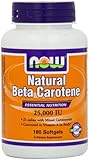 Now Foods Nat Beta Carotene 25000, Soft-gels, 180-Count