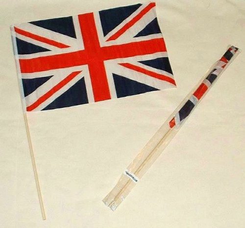 18″ x 12″ United Kingdom Union Jack Hand Waving Flag With Stick