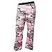Pink,Black and White Camouflage Cammo Novelty Print Jersey cotton pants for lounging, sleep, sports. Unisex relaxed fit, available in 5 Adult sizes, exposed elastic waist