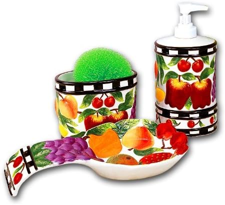 Ceramic Mix Fruit Kitchen Counter Top Accessories Set of 3 Piece Set