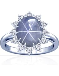 18K White Gold Oval Cut Blue Sapphire Fana Designer Ring