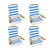 5 position Lay Flat Beach Chair w  Cup Holder BW - 4 Chairs by copa