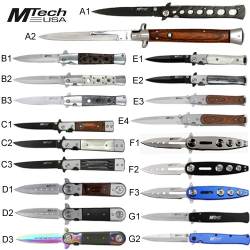 M Tech Stiletto Collection of 20 Folding Pocket Knives Sold Seprately