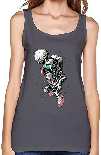 Jikop One Women's Designed Astronaut Dunk Squares Tank Top Deep Heather M