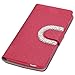 Fosmon CADDY-SEMI Leather Wallet Flip Cover Case for HTC One Max T6 (Hot Pink)