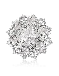 14k Gold Plated Snowflake Brooch and Pendant with White Tone Swarovski Elements Crystals -Xmas Gift - Present for Her