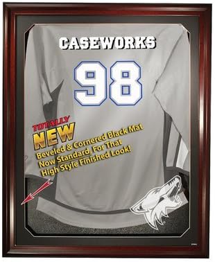NHL Cabinet Style Jersey Display in Mahogany NHL Team: Phoenix Coyotes, UV Protection: No