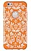iPhone 6, DandyCase 2in1 Hybrid High Impact Hard Orange & White Flower Pattern + Silicone Case Cover for Apple iPhone 6 (4.7