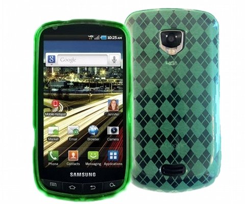 CruzerLite Green Argyle Flexible TPU Skin Cover Phone Case for Samsung Droid Charge 4G LTE SCH-i510 (Verizon) [CruzerLite Retail Packaging]