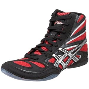 ASICS Men's Split Second 8 Wrestling Shoe,Black/Red/Silver,7 M US