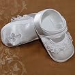 Girl's Christening Shoe with Embroidered Cross on Bottom