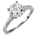 Sterling Silver Ring Round Cubic Zirconia CZ Solitaire Ring - Ideal Gift For Mother, For Her, Birthday, Anniversary, Bridal, Wedding, Engagement