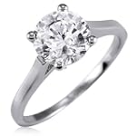 Sterling Silver Round Cubic Zirconia CZ Solitaire Ring - Women's Valentine Engagement Ring Size 8