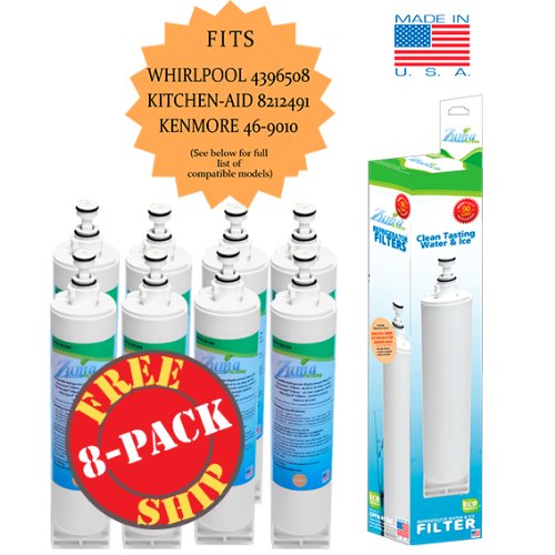 8 Pack Whirlpool 4396508 Compatible Refrigerator Water and Ice Filter by Zuma Water Filters